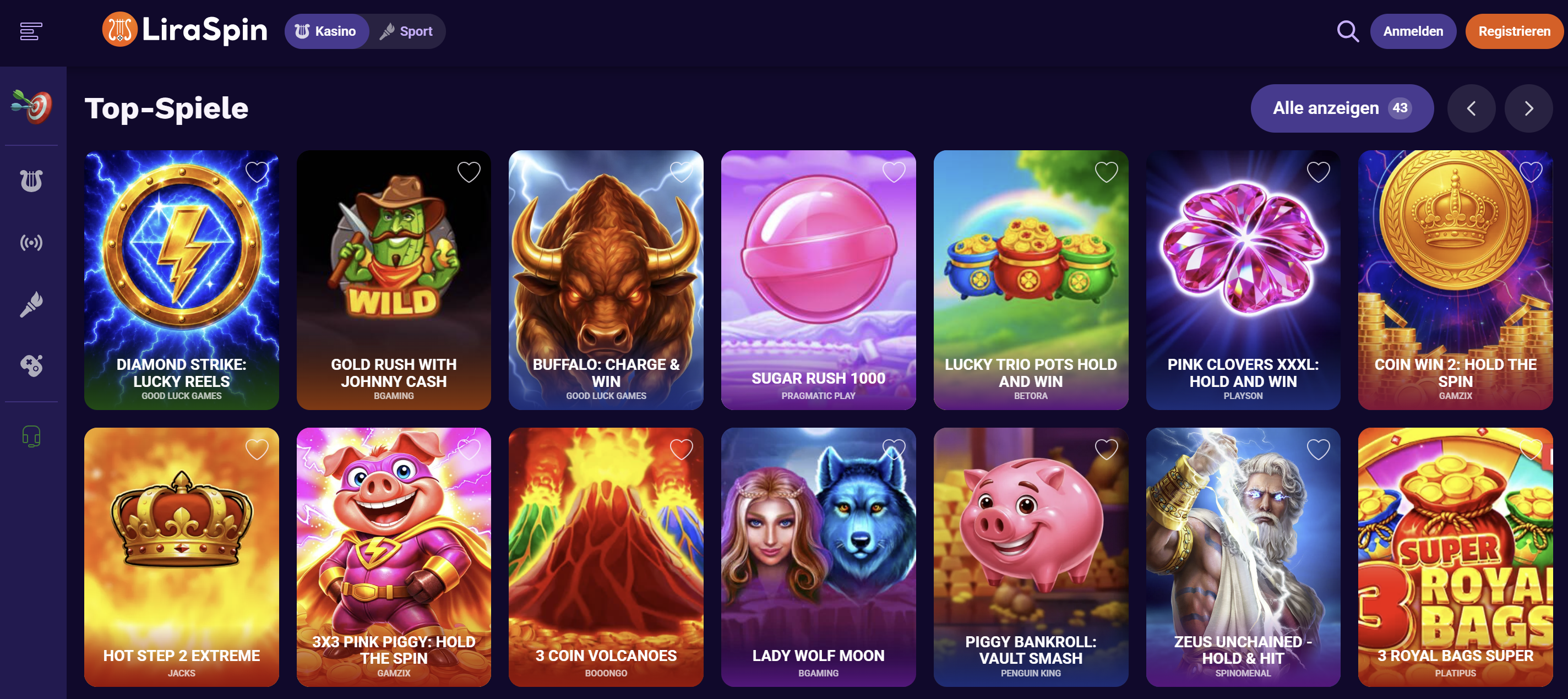 Liraspin Casino Spielübersicht